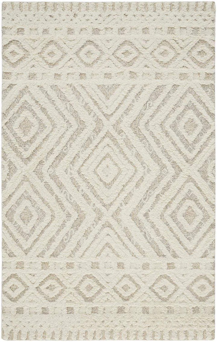 Feizy Feizy Anica Moroccan Wool Tufted Diamonds Rug - Ivory & Tan - Available in 6 Sizes 4' x 6' ANC8010FBGE000C00