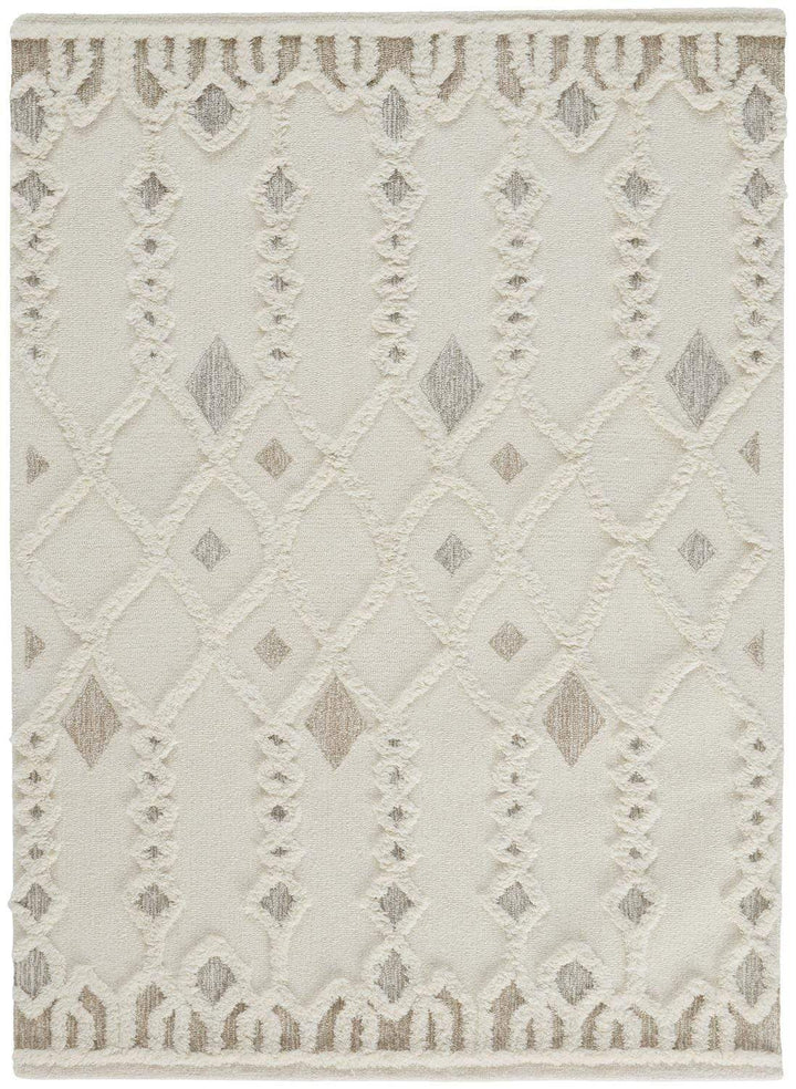 Feizy Feizy Anica Moroccan Wool Tufted Diamonds Rug - Ivory & Beige - Available in 6 Sizes 4' x 6' ANC8011FIVY000C00