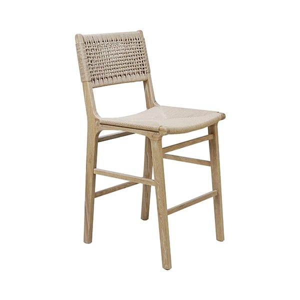 Worlds Away Worlds Away Astrid Woven Back Counter Stool with Rush - Cerused Oak ASTRID CO