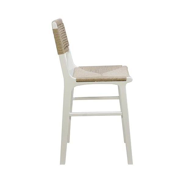 Worlds Away Worlds Away Astrid Woven Back Counter Stool with Rush Seat - Matte White Lacquer ASTRID WH