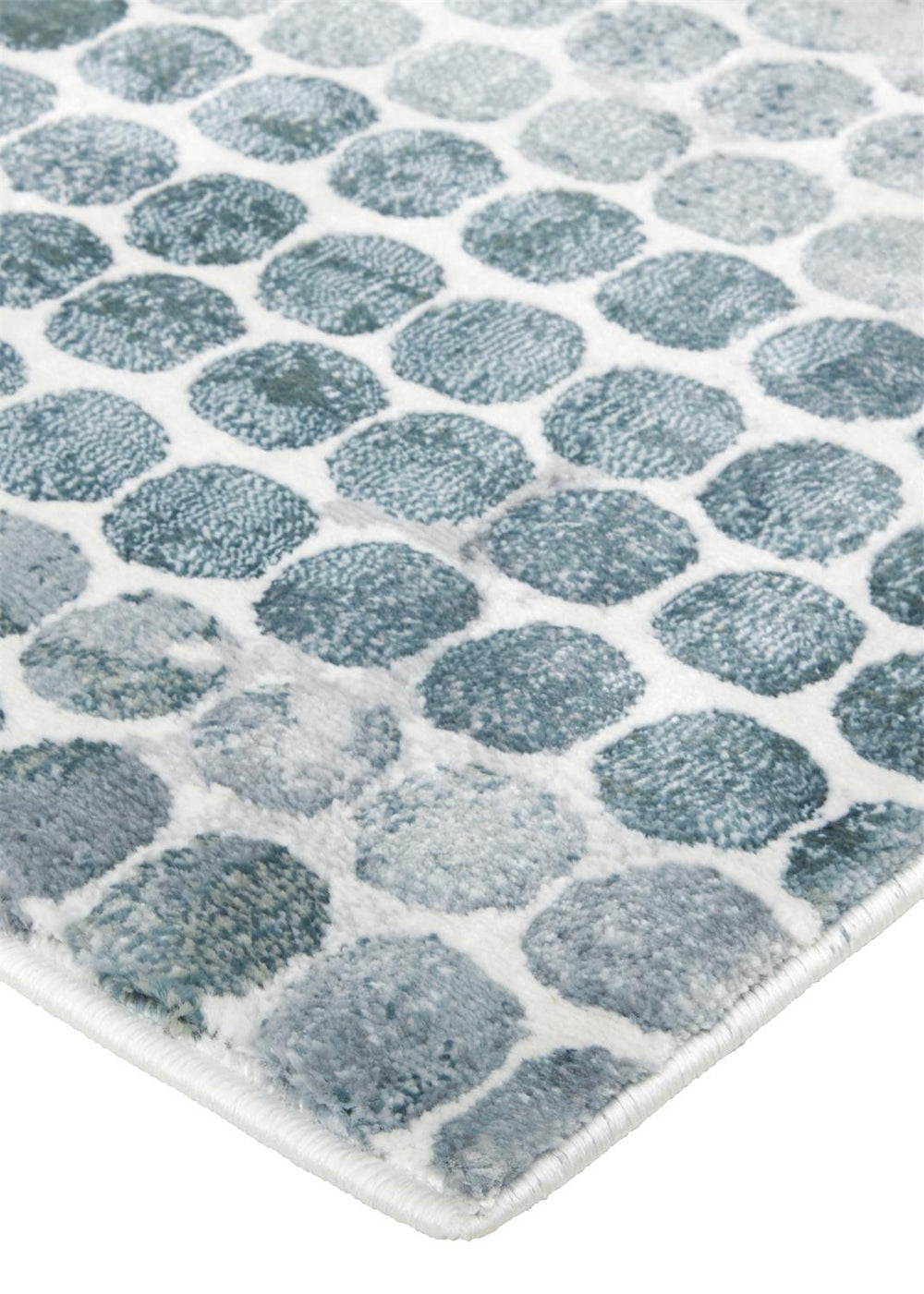 Feizy Feizy Atwell Contemporary Abstract Dot Rug - Teal Blue & Silver Gray - Available in 7 Sizes