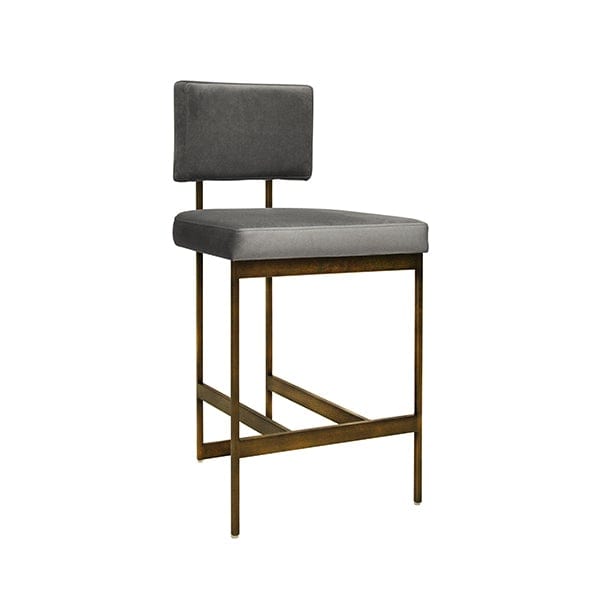 Worlds Away Worlds Away Baylor Modern Counter Stool with Grey Velvet Cushion - Bronze BAYLOR BGRY