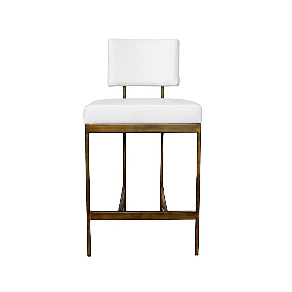 Worlds Away Worlds Away Baylor Modern Counter Stool with White Vinyl Cushion - Bronze BAYLOR BWH