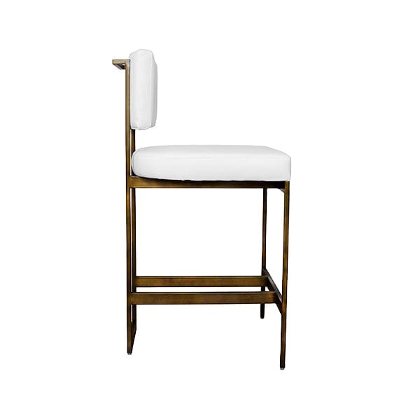 Worlds Away Worlds Away Baylor Modern Counter Stool with White Vinyl Cushion - Bronze BAYLOR BWH