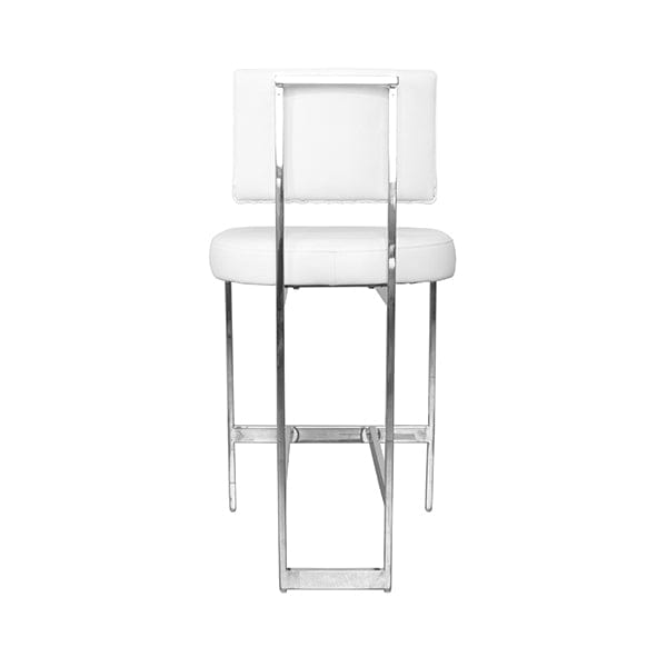 Worlds Away Worlds Away Baylor Modern Counter Stool with White Vinyl Cushion - Polished Nickel BAYLOR NWH