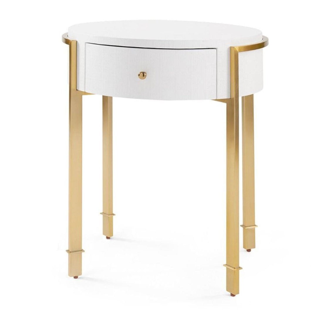 Lacquered Heavy Linen Side Table - Available in 2 Colors