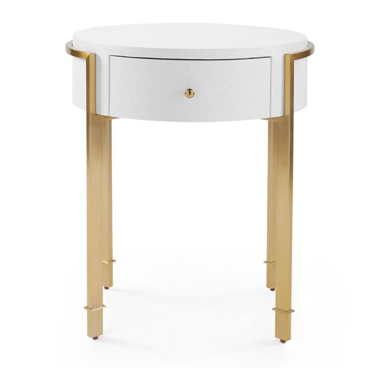 Lacquered Heavy Linen Side Table - Available in 2 Colors