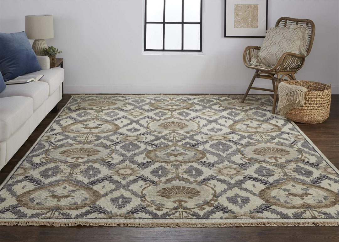 Feizy Feizy Beall Luxury Wool Ornamenatal Ikat Rug - Beige - Available in 8 Sizes