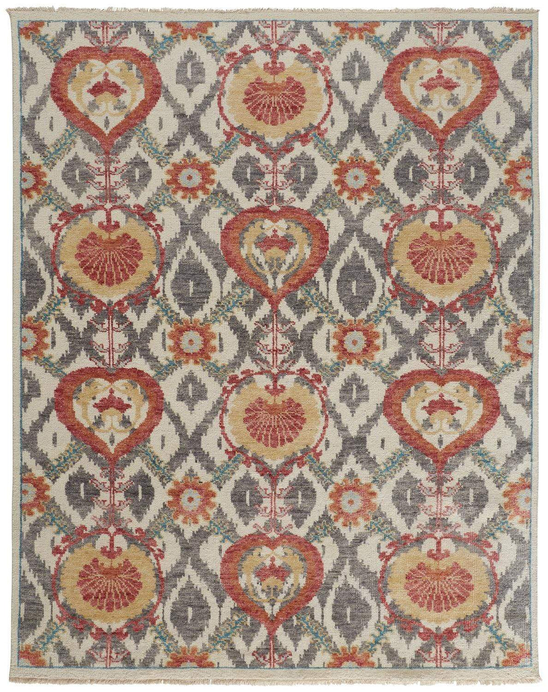 Feizy Feizy Beall Luxury Wool Ornamenatal Ikat Rug - Red Orange - Available in 8 Sizes 3'-6" x 5'-6" BEA6712FRST000C50