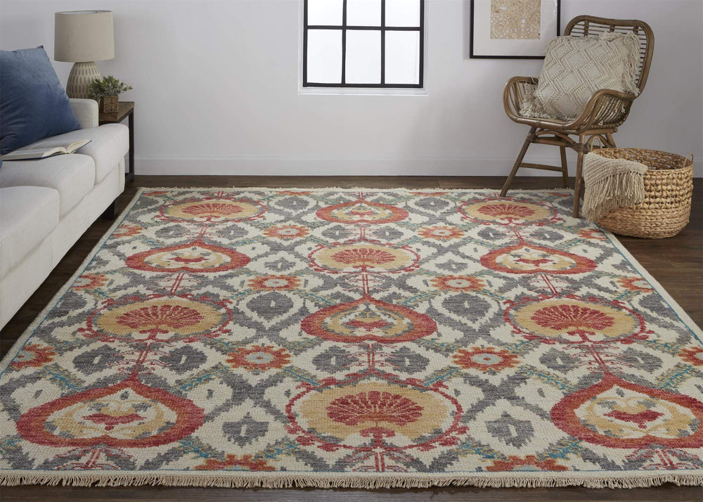 Feizy Feizy Beall Luxury Wool Ornamenatal Ikat Rug - Red Orange - Available in 8 Sizes