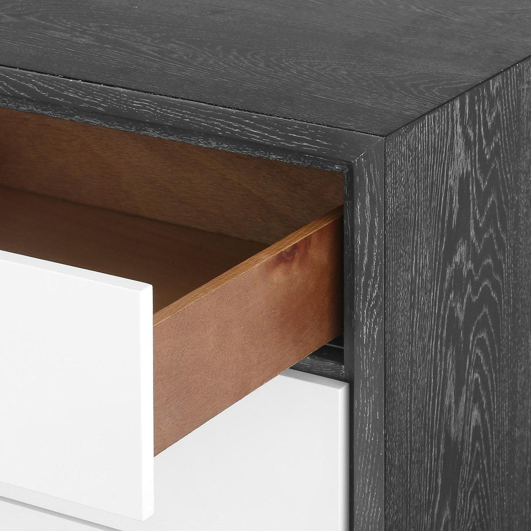 Kaja 3-Drawer Side Table With Chrome Pulls - Gray