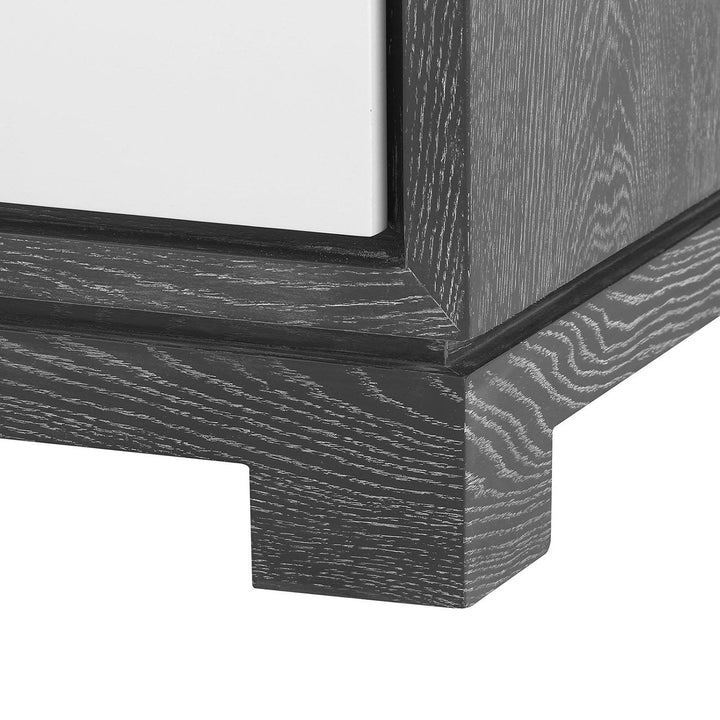Kaja 3-Drawer Side Table With Chrome Pulls - Gray