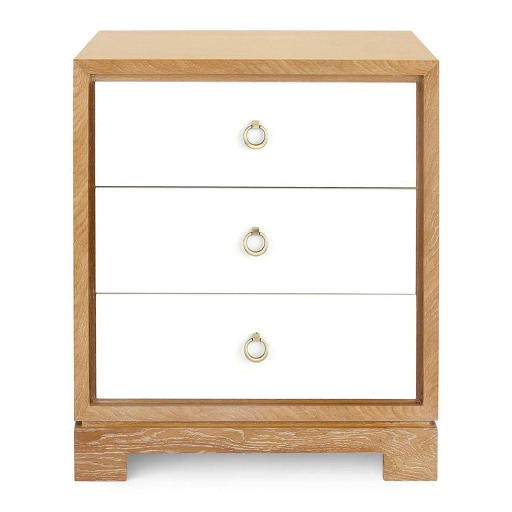 Kaja 3-Drawer Side Table With Antique Brass Pulls - Natural
