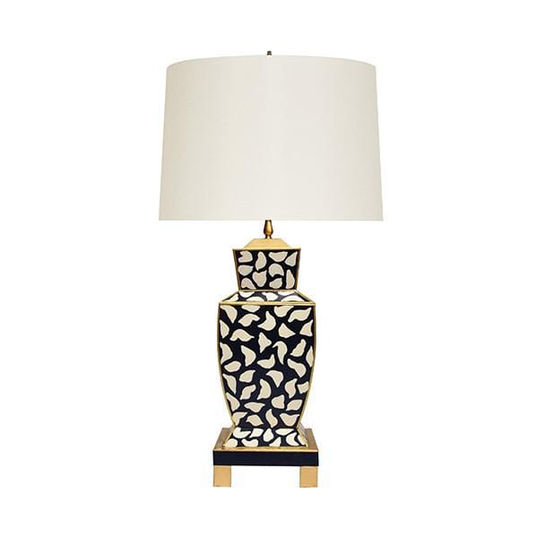 Worlds Away Worlds Away Bianca Hand Painted Urn Shape Tole Table Lamp - Black & White Leopard BIANCA BLP