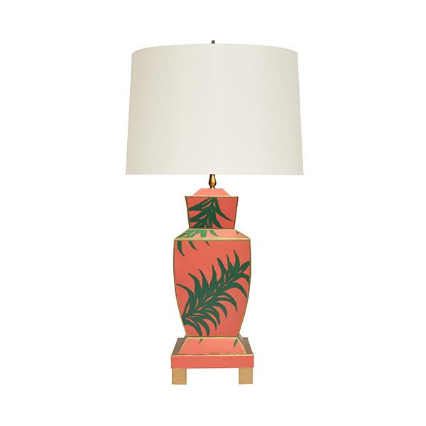 Worlds Away Worlds Away Bianca Hand Painted Urn Shape Tole Table Lamp - Salmon & Green BIANCA PALM