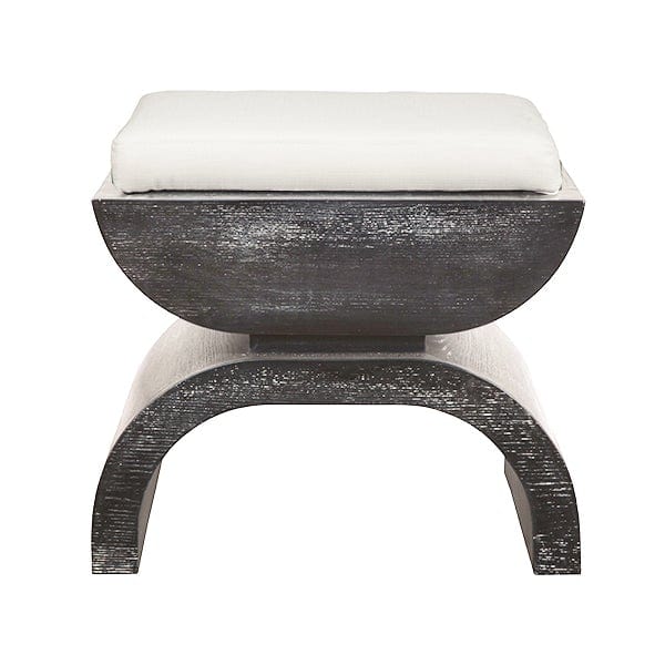 Worlds Away Worlds Away Biggs Stool with White Linen Cushion - Black Cerused Oak BIGGS BCO