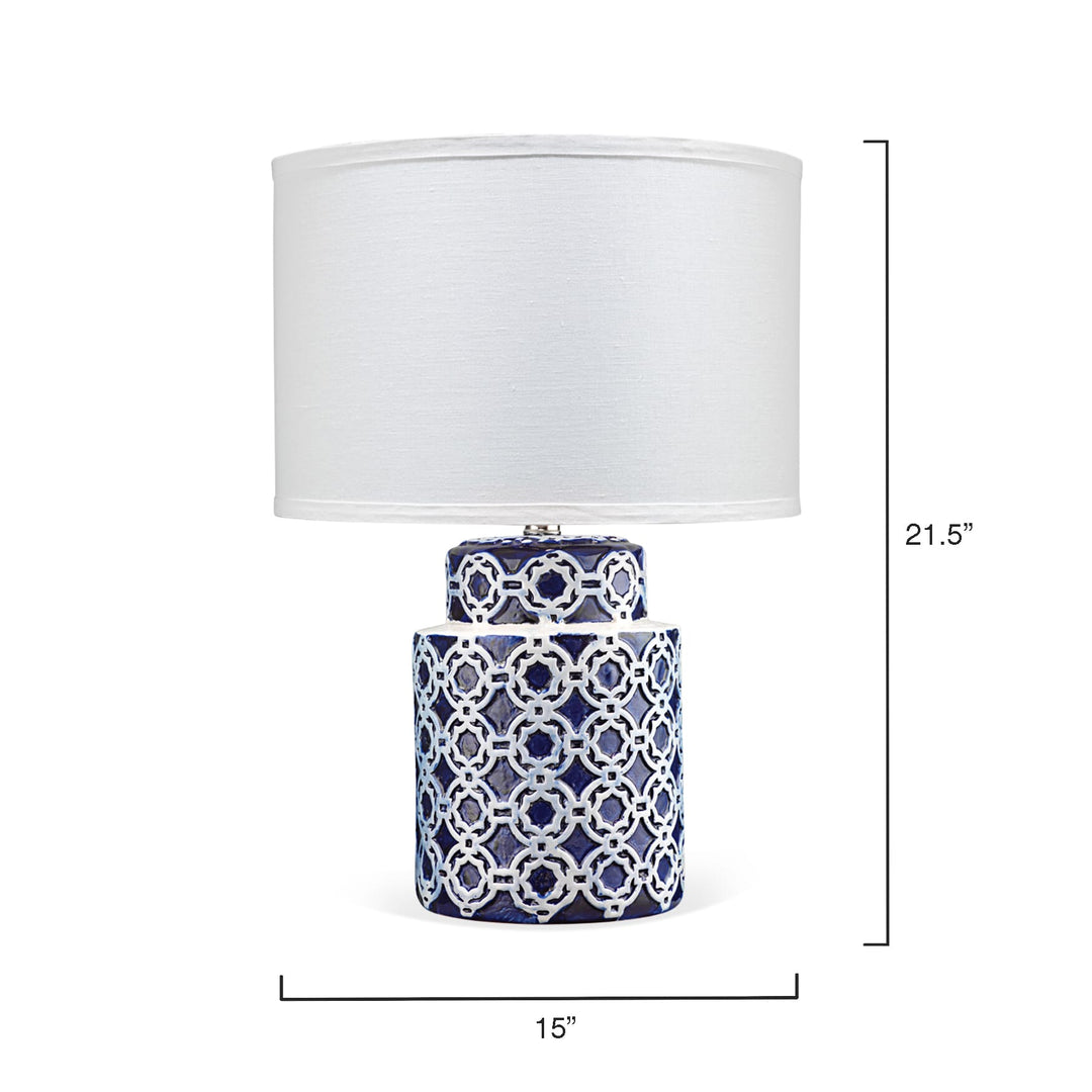 Marina Table Lamp in Blue and White Ceramic