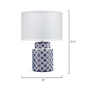 Jamie Young Marina Table Lamp in Blue and White Ceramic