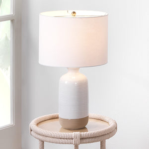 Jamie Young Ashwell Table Lamp in White and Natural Ceramic