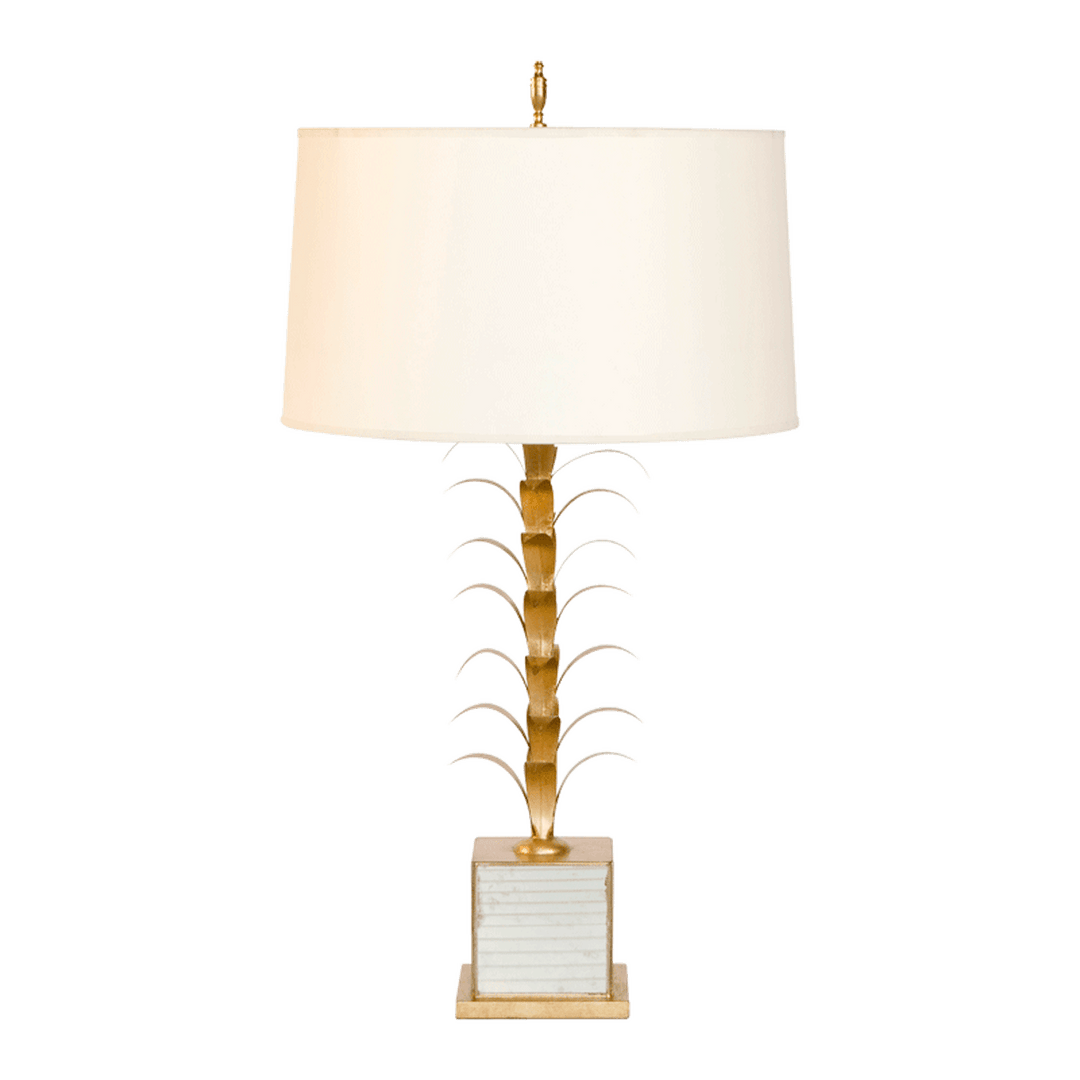 Worlds Away Worlds Away Boca Chica Table Lamp with Antique Mirrored and Gold Leaf Base, 15" Cream Shade BOCA CHICA
