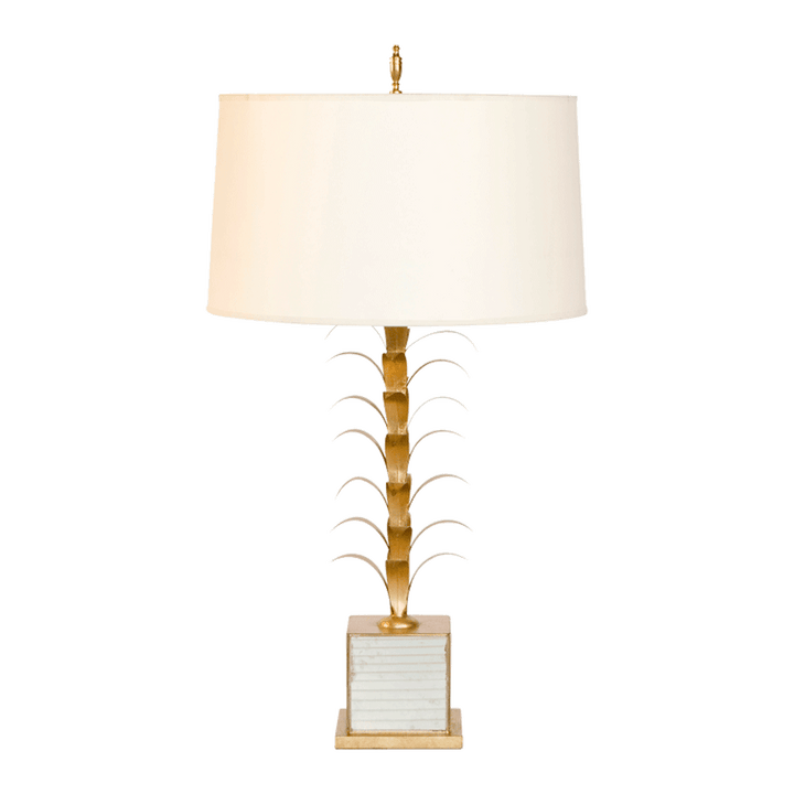 Worlds Away Worlds Away Boca Chica Table Lamp with Antique Mirrored and Gold Leaf Base, 15" Cream Shade BOCA CHICA
