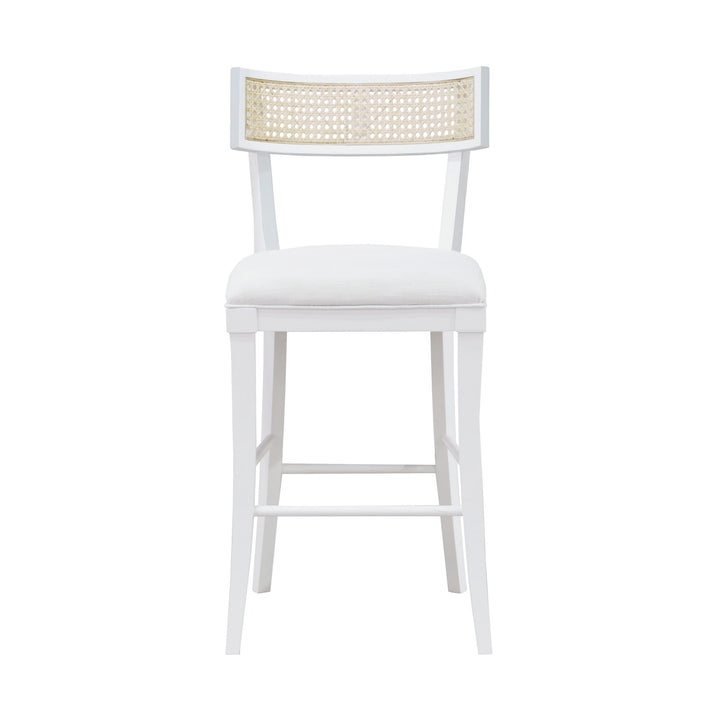 Worlds Away Klismos Counter Stool With Cane Detail In Matte White Lacquer