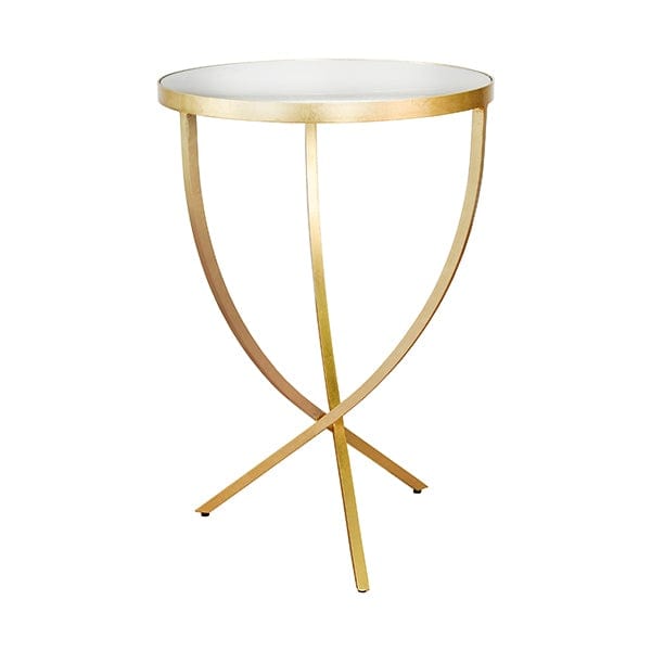 Worlds Away Worlds Away Brit Round Cross Leg Side Table with Mirror Top - Gold Leaf BRIT G