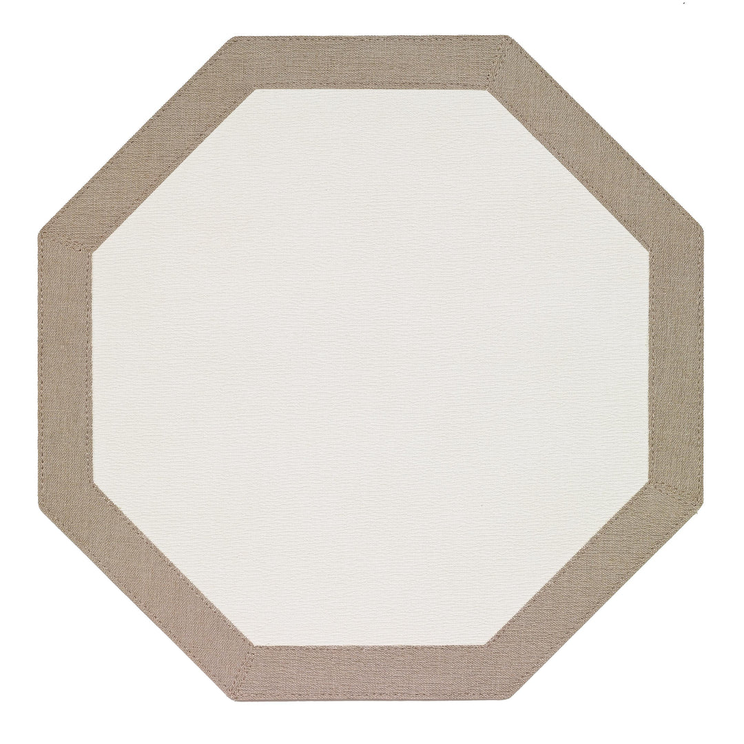 Bodrum Bodrum Bordino Octagon Placemat - Antique White & Oatmeal - Set of 4 LBR8081HEX4