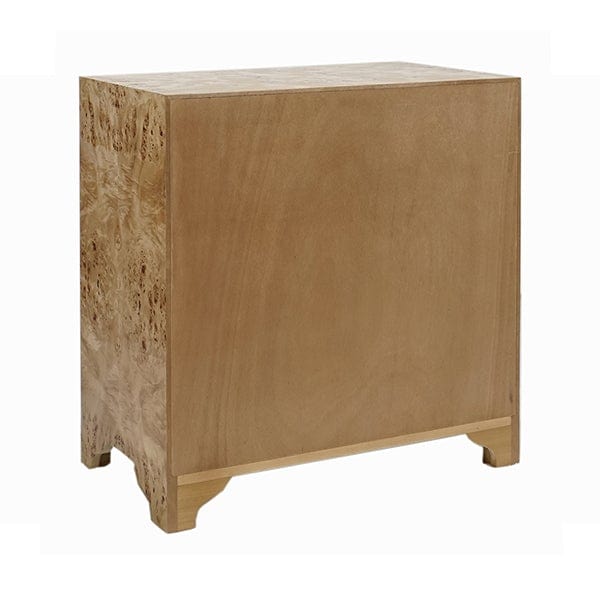 Worlds Away Worlds Away Calvin Three Drawer Side Table with Acrylic Hardware - Matte Burl Wood CALVIN BW