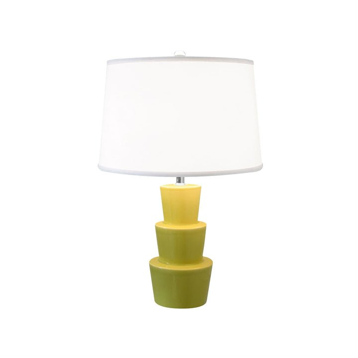 Three Tier Ceramic Table Lamp White Linen Shade - Available in 4 Colors