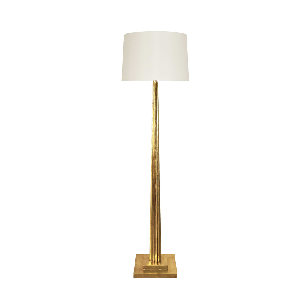 Worlds Away Worlds Away Capone Fluted Wood Floor Lamp with Cream Silk Shade - Gold Leaf CAPONE G