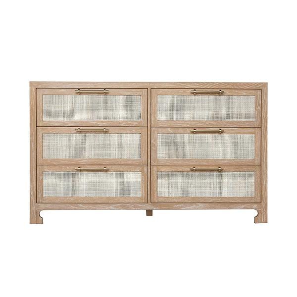 Worlds Away Worlds Away Carla Six Drawer Cane Front Chest - Cerused Oak CARLA CO