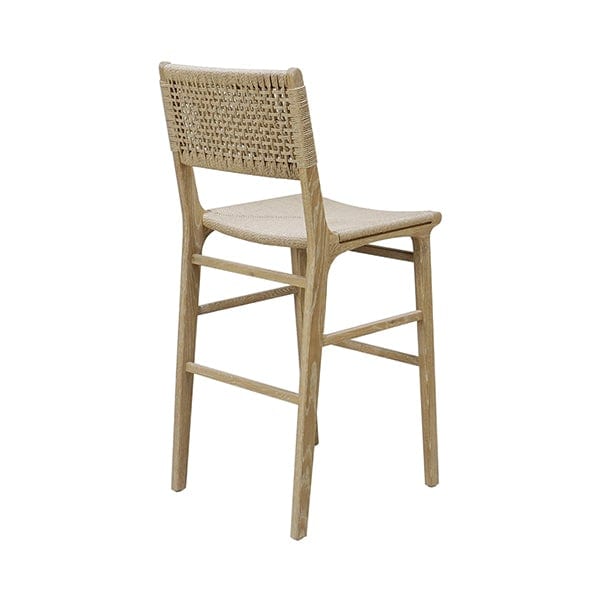 Worlds Away Worlds Away Carson Woven Back Bar Stool with Rush Seat - Cerused Oak CARSON CO