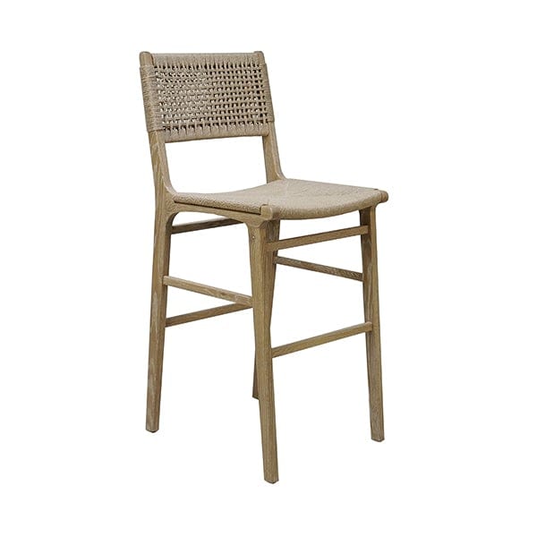 Worlds Away Worlds Away Carson Woven Back Bar Stool with Rush Seat - Cerused Oak CARSON CO