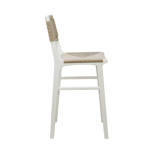 Worlds Away Worlds Away Carson Woven Back Bar Stool with Rush Seat - Matte White Lacquer CARSON WH