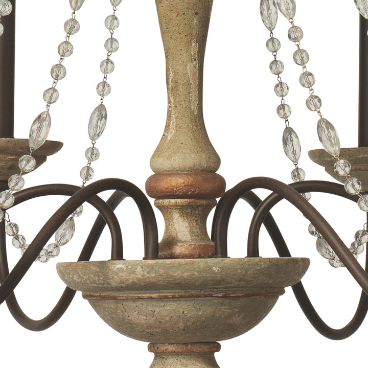Maybel Chandelier in Washed Wood and Crystal