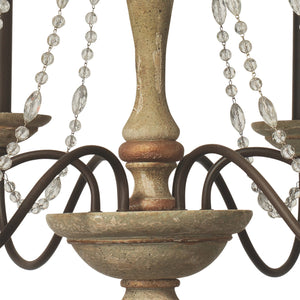 Jamie Young Maybel Chandelier in Washed Wood and Crystal