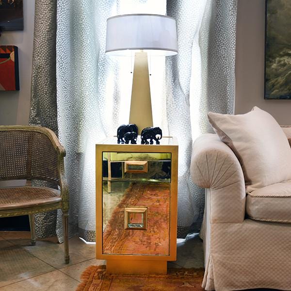 Worlds Away Worlds Away Cisco One Drawer Side Table with Side Antique Mirror - Gold Leaf CISCO G