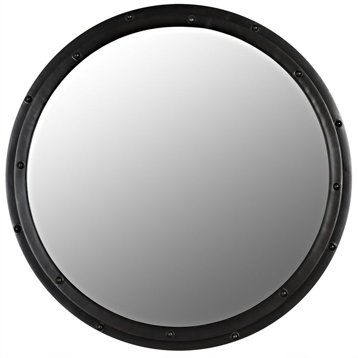 Round Mirror - Black Steel