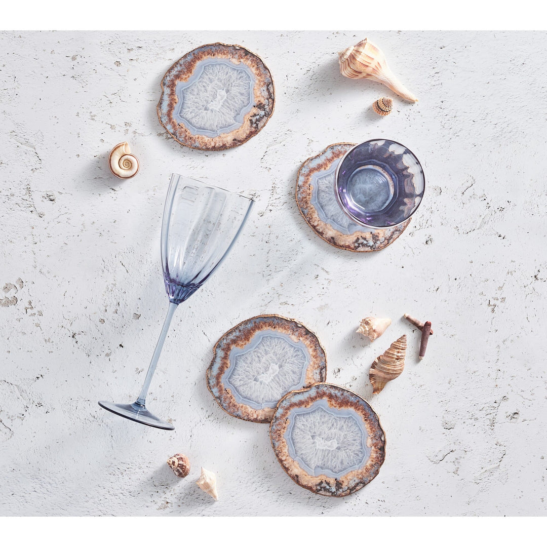 Kim Seybert Strata Drink Coasters in Beige - Taupe  & Gray - Set of 4 in Gift Box