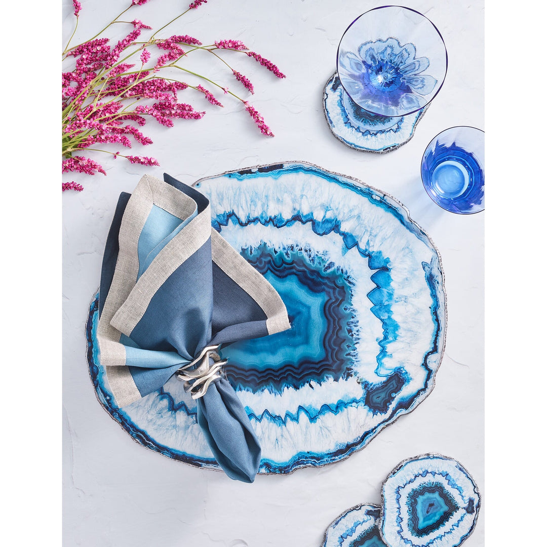 Kim Seybert Marine Drink Coasters in Blue - Set of 4 in a Gift Box