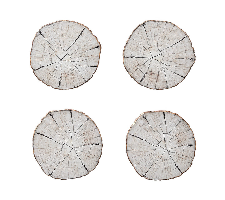 Kim Seybert Birch Coasters - Ivory & Natural - Set of 4 in a Gift Box