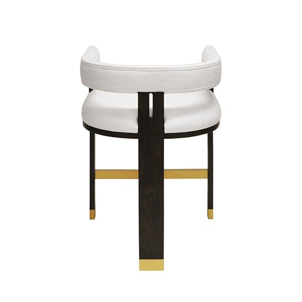 Worlds Away Worlds Away Cruise Modern Wooden Accent Counter Stool with White Linen Upholstery - Dark Espresso Oak CRUISE