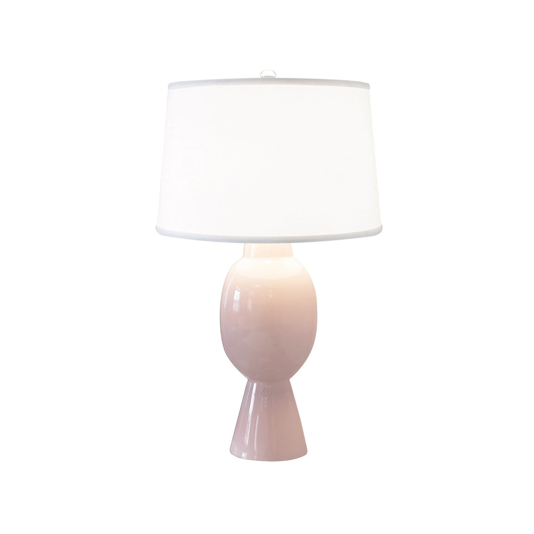 Tall Bulb Shape Ceramic Table Lamp White Linen Shade - Available in 4 Colors