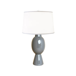 Worlds Away Tall Bulb Shape Ceramic Table Lamp White Linen Shade - Available in 4 Colors