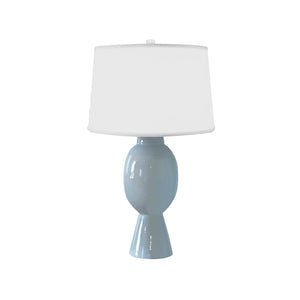 Worlds Away Tall Bulb Shape Ceramic Table Lamp White Linen Shade - Available in 4 Colors
