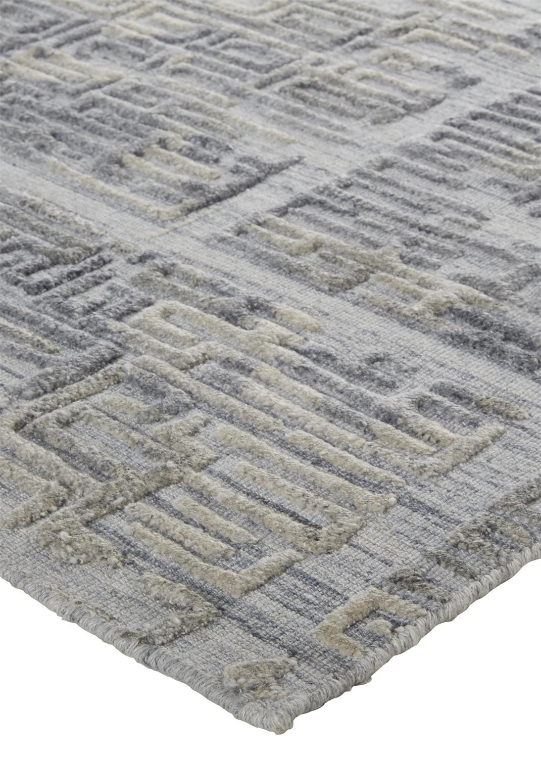 Feizy Feizy Elias Luxe Abstract High & Low Pile Rug - Dusty Blue & Taupe - Available in 8 Sizes