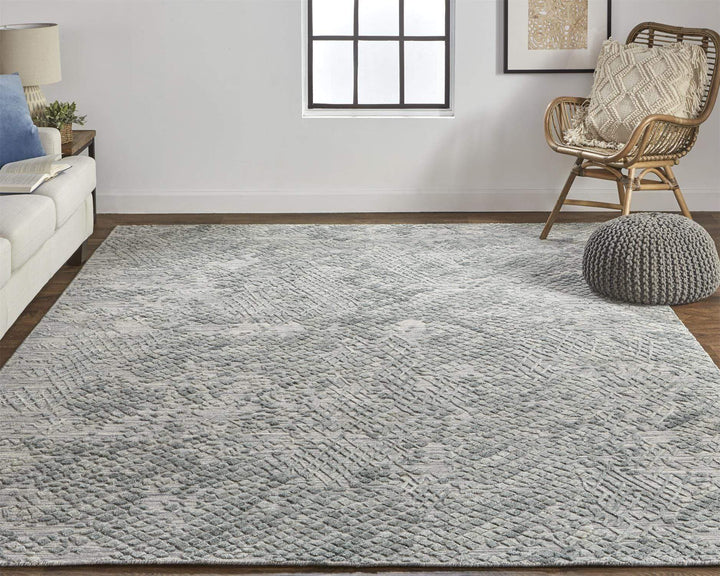 Feizy Feizy Elias Luxe Abstract High & Low Pile Rug - Oyster & Storm Gray - Available in 8 Sizes