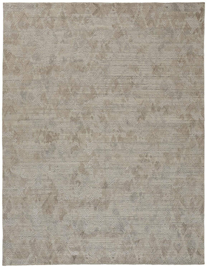 Feizy Feizy Elias Luxe Abstract High & Low Pile Rug - Oyster & Taos Taupe - Available in 8 Sizes 3'-6" x 5'-6" ELS6718FGRYBRNC50