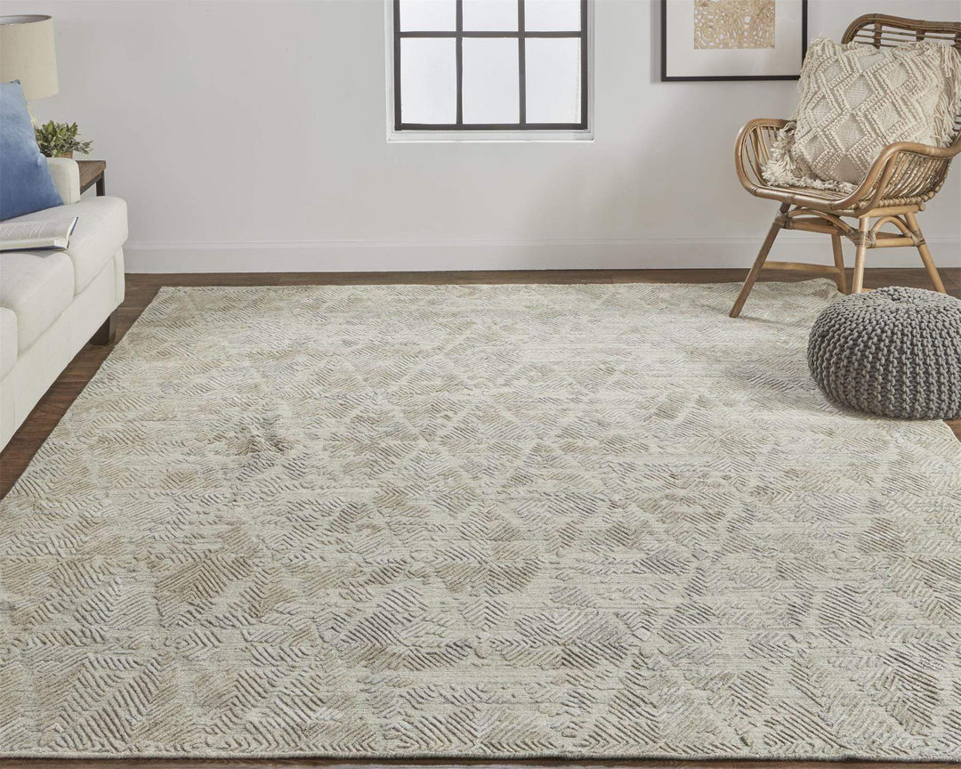 Feizy Feizy Elias Luxe Abstract High & Low Pile Rug - Oyster & Taos Taupe - Available in 8 Sizes